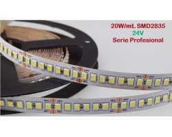 Tira LED 5 mts Flexible 24V 100W 980 Led SMD 2835 IP20 Blanco Neutro, Serie Profesional